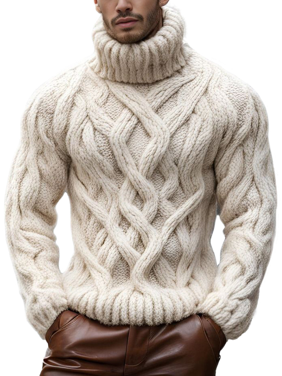 VogeLuxe | Men’s Cable-Knit Turtleneck Sweater