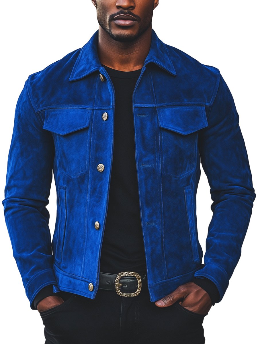 Lapel fleece lining suede coat