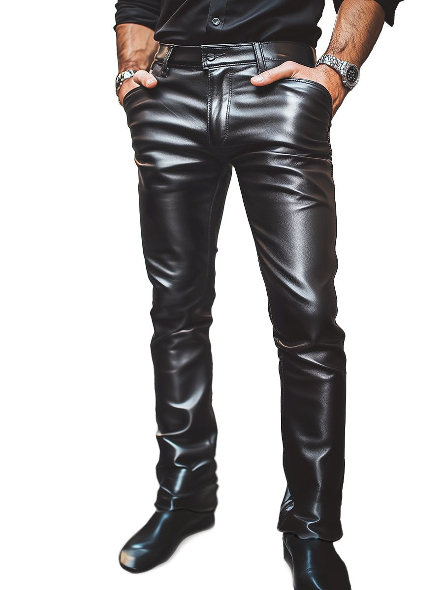【24 hour shipping out】Stylish Casual Solid Leather Pants