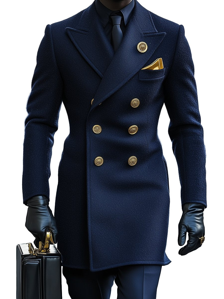 【24 hour shipping out】 Business Notched Lapel Double breasted Woolen Overcoat