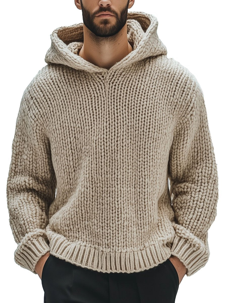 【24 hour shipping out】 Solid Knit Vintage Hooded Sweater