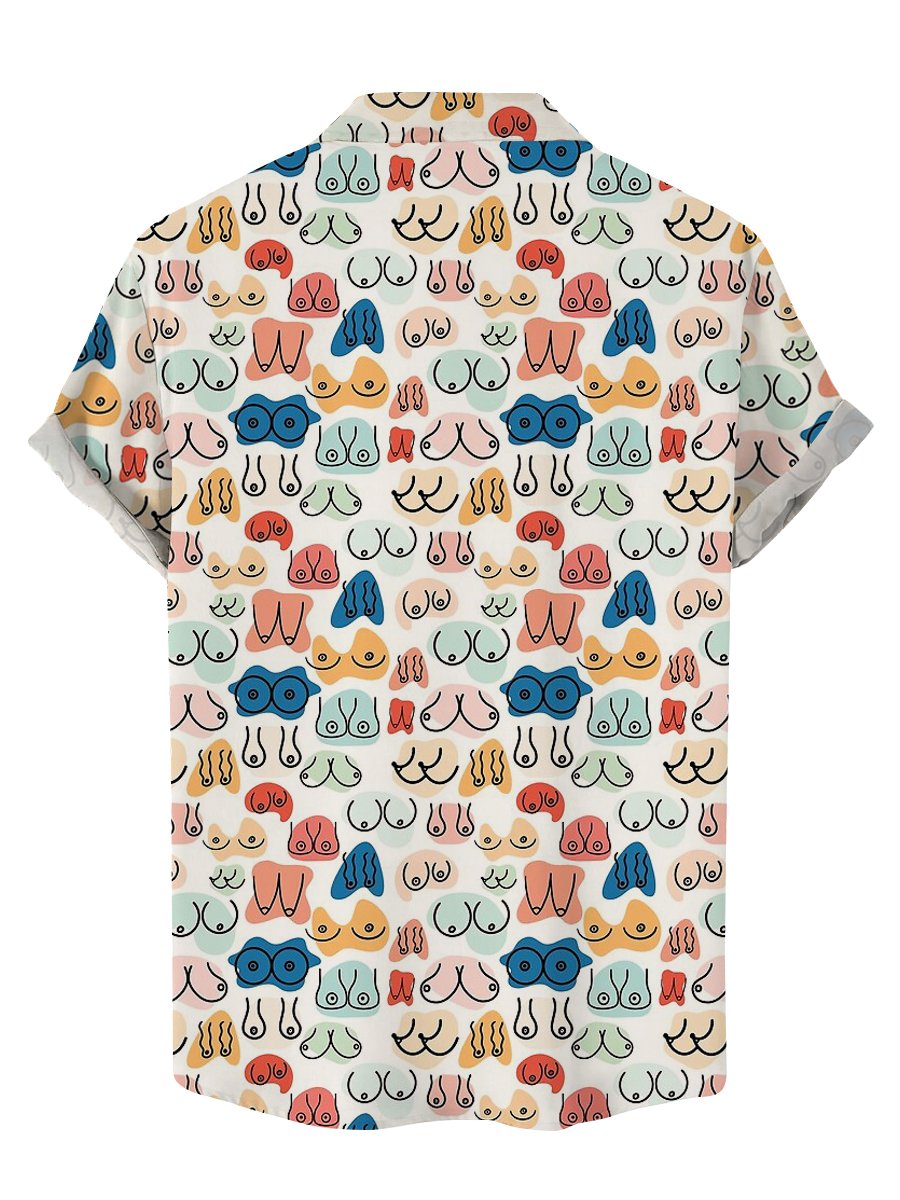 Short Chest Ladies – Casual findercube Shirt Print Sleeve