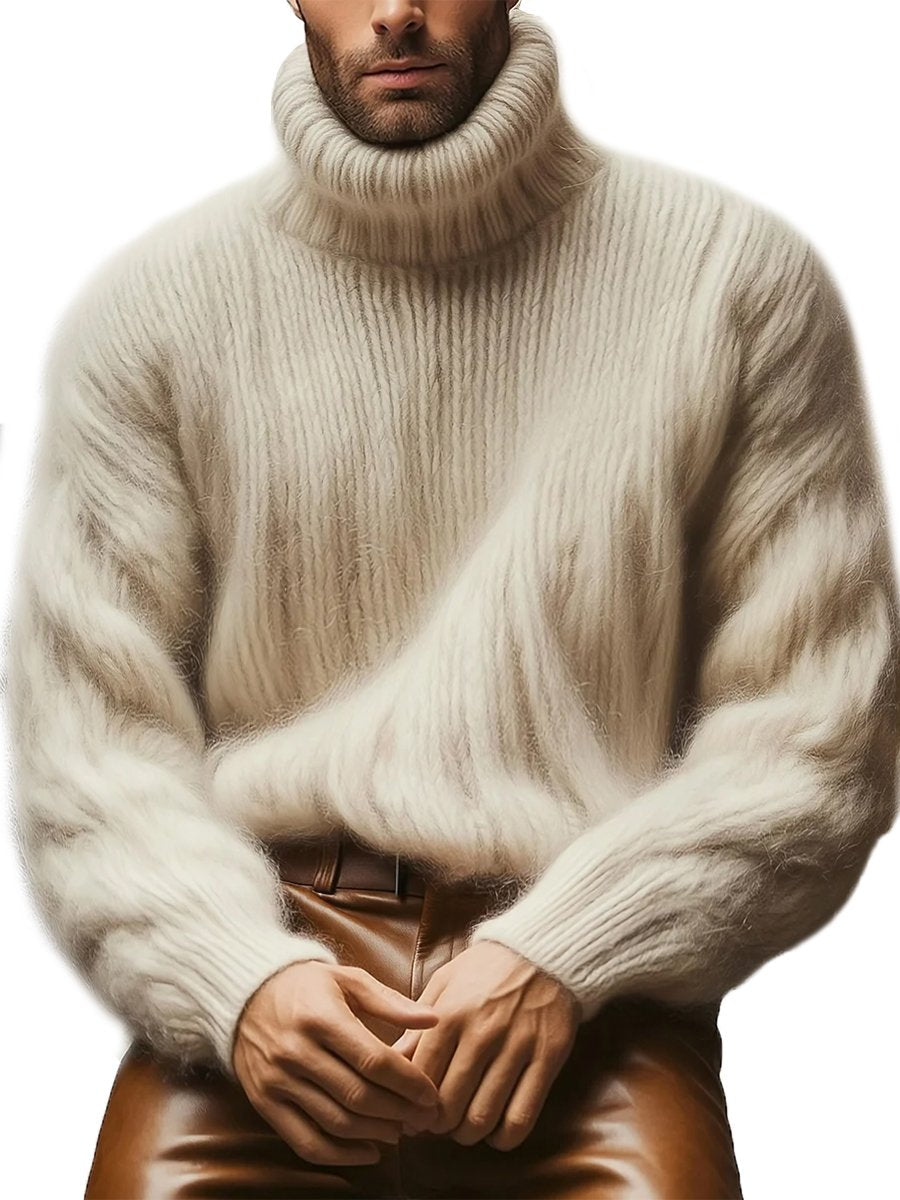 【24 hour shipping out】Casual Mohair Knit High Neck Long Sleeve Sweater