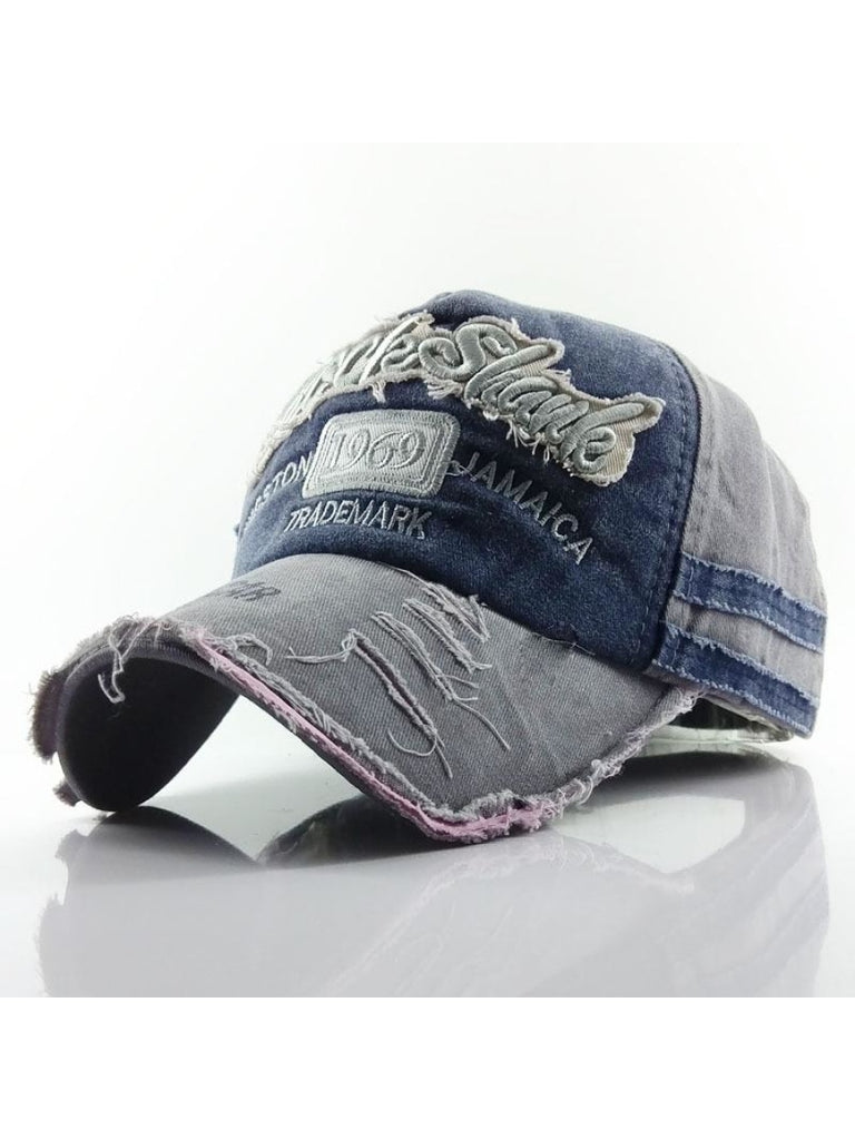 Cotton Distressed Washed 1969 Letter Embroidered Casual Baseball Cap 44545673M Grey / Free Hats