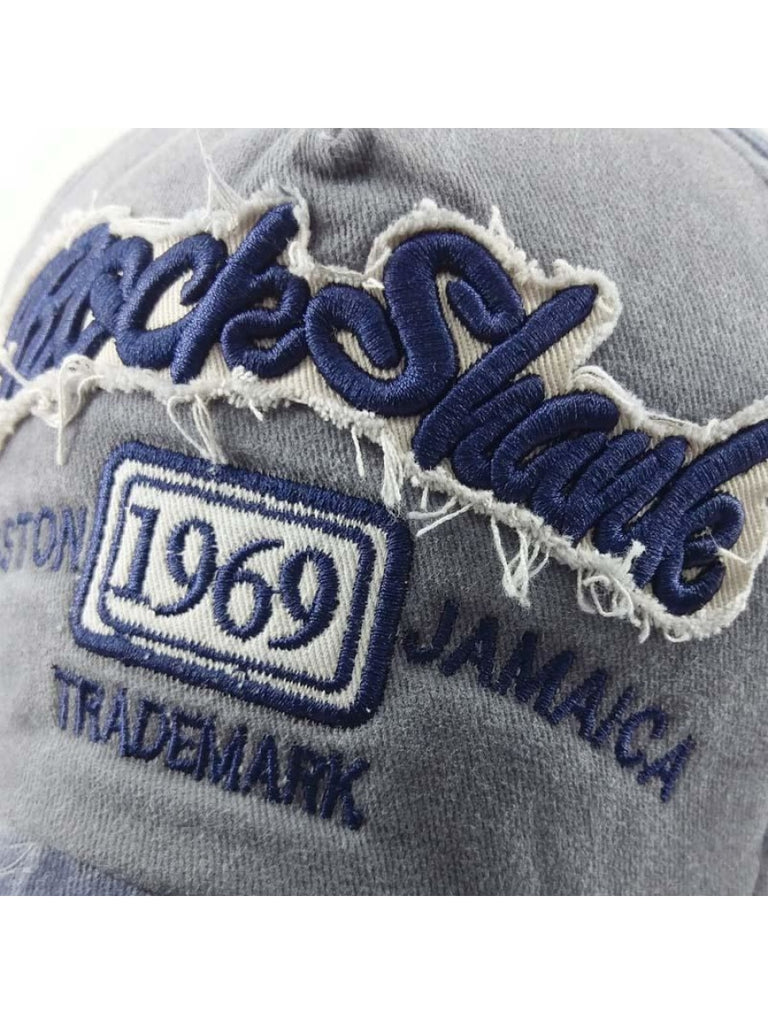 Cotton Distressed Washed 1969 Letter Embroidered Casual Baseball Cap 44545673M Hats