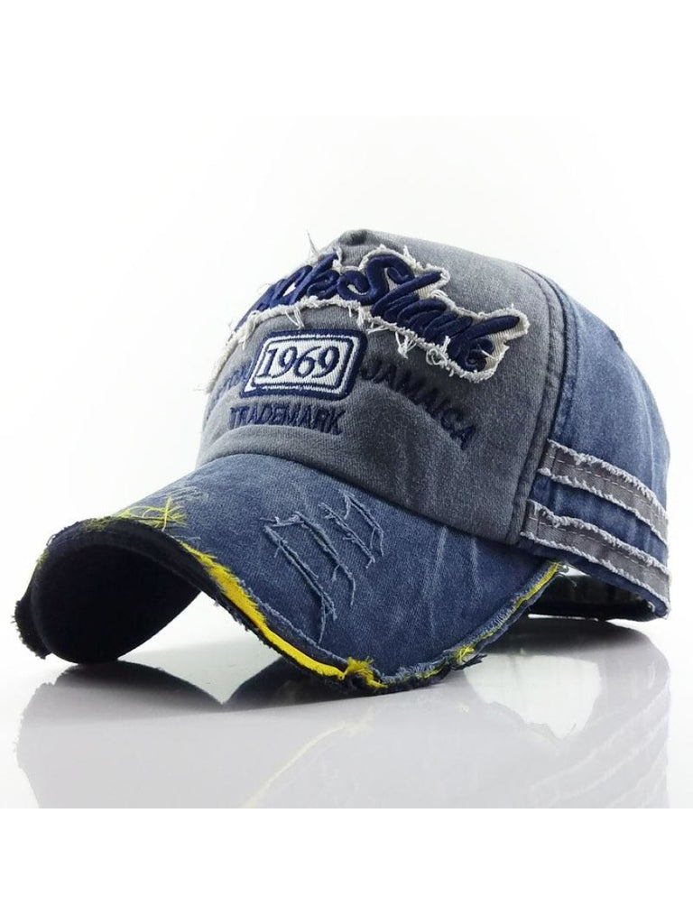 Cotton Distressed Washed 1969 Letter Embroidered Casual Baseball Cap 44545673M Navy / Free Hats