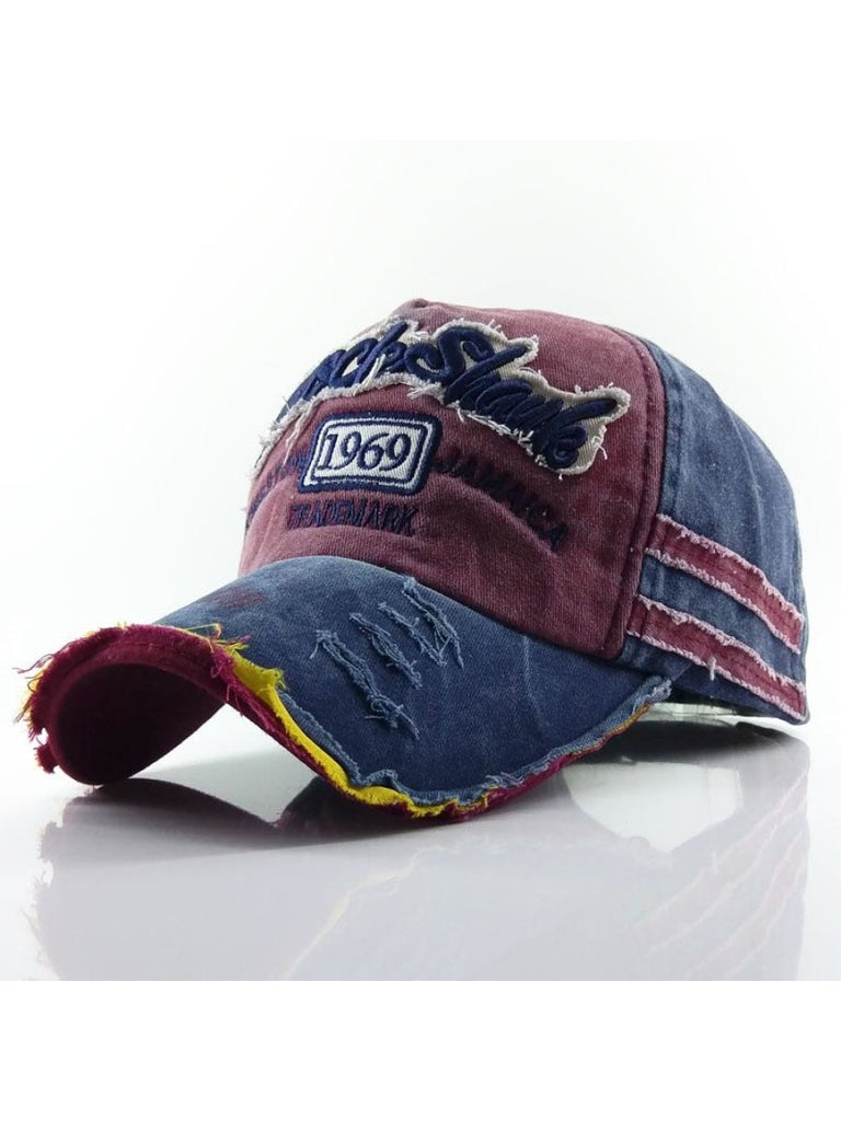 Cotton Distressed Washed 1969 Letter Embroidered Casual Baseball Cap 44545673M Wine Red / Free Hats